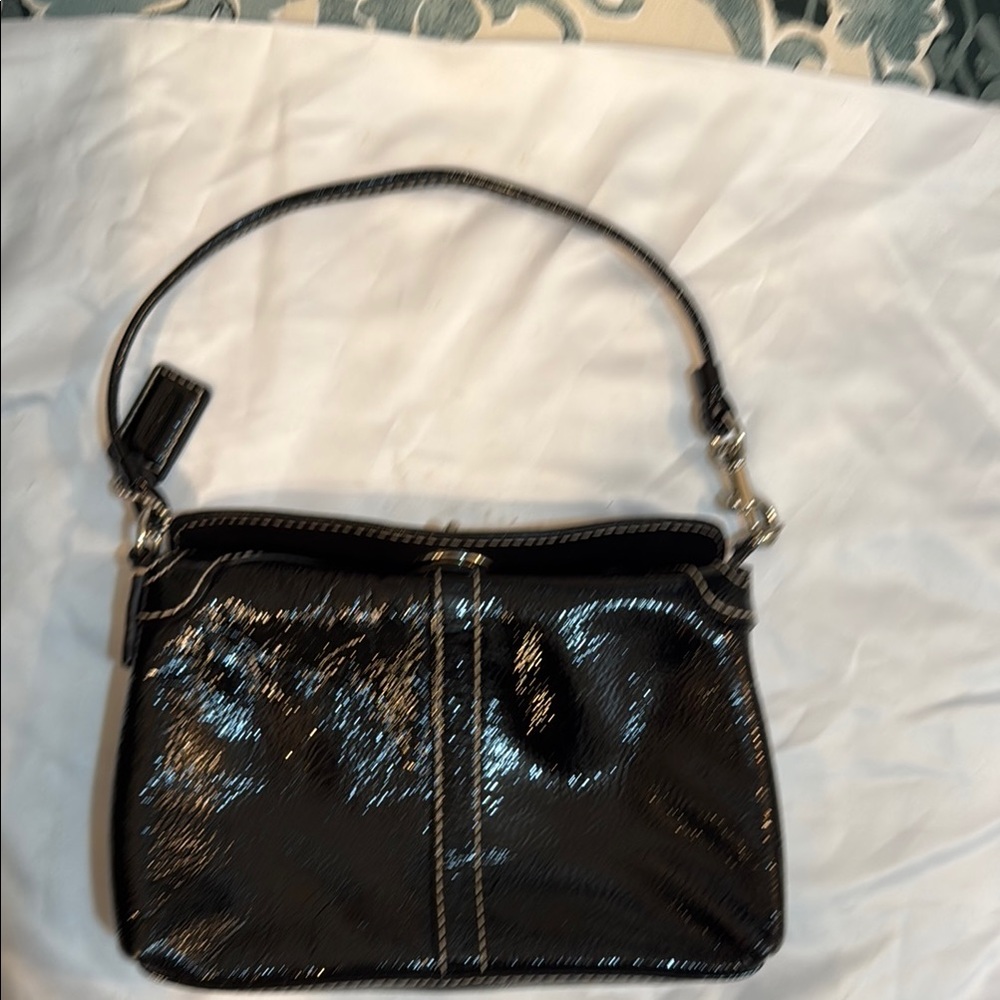 Coach Black Shoulder Bag with Glossy Finish